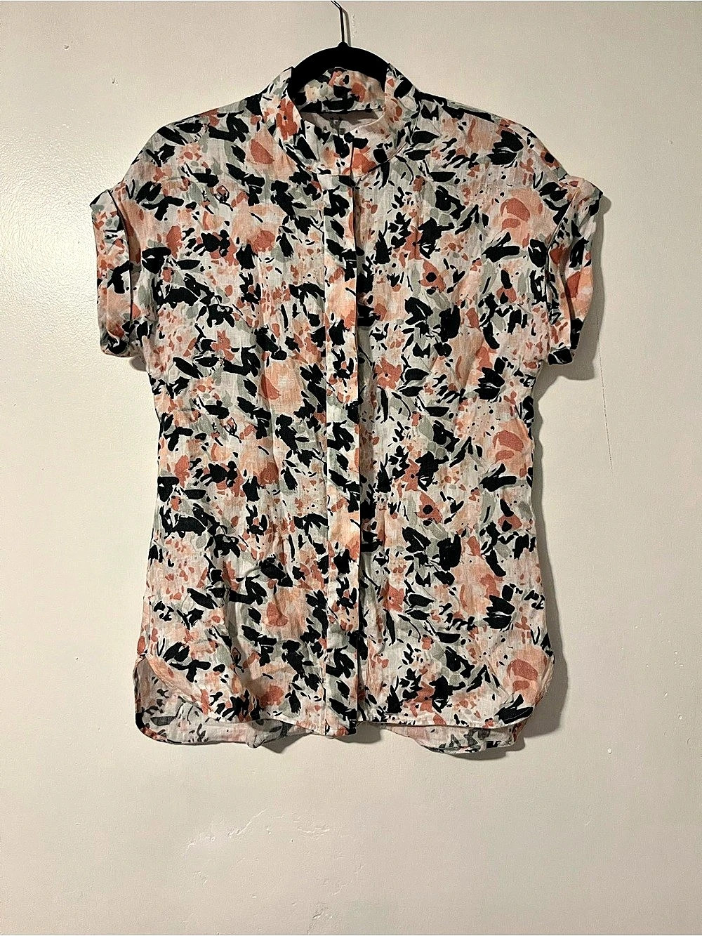 Lafayette 148 New York - Linen Feel Button Front Floral Top